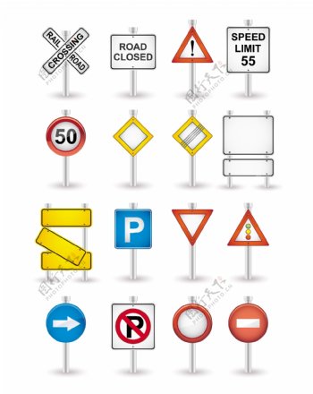 矢量交通路标白标志