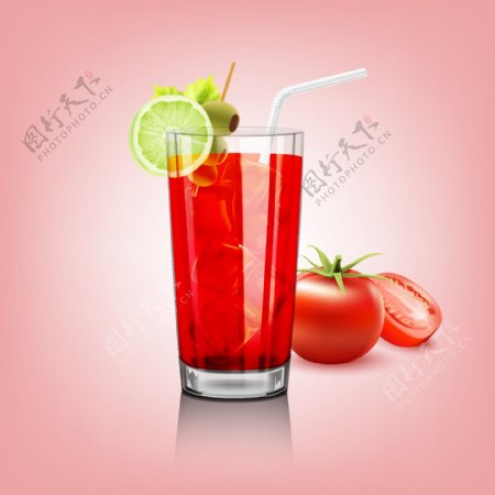 美味的西红柿果汁插画