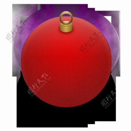 圣诞红色风球免抠png透明素材