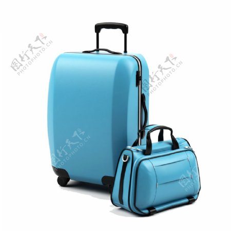 浅蓝色行李箱免抠png透明图层素材