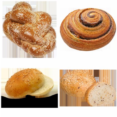 四种小面包免抠png透明图层素材