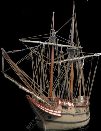 复古多桅杆帆船免抠png透明图层素材