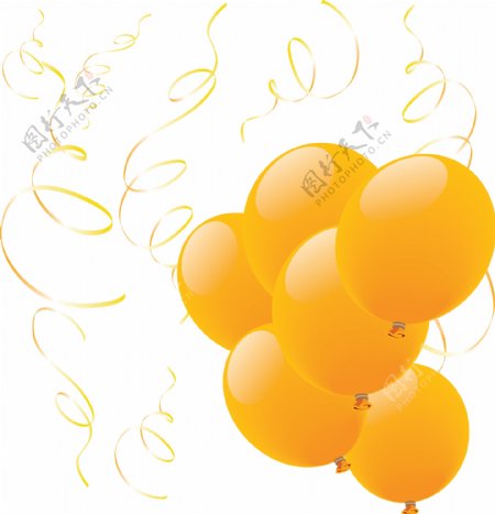 漂亮黄色气球免抠png透明图层素材