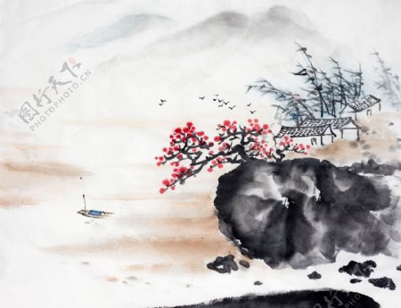水墨中国风国画图案