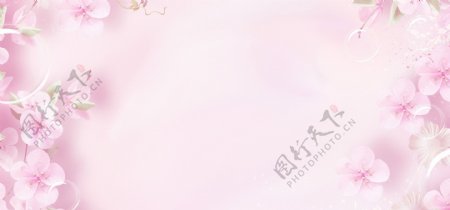 三月粉色桃花淘宝全屏banner背景