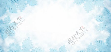 蓝色梦幻叶子淘宝banner背景