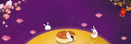 月饼玉兔节日广告背景图