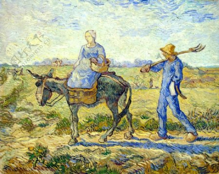 欧式现代麦田里地农夫和男人油画装饰画
