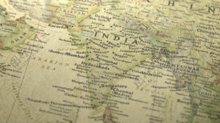 老式地图泛到印度
