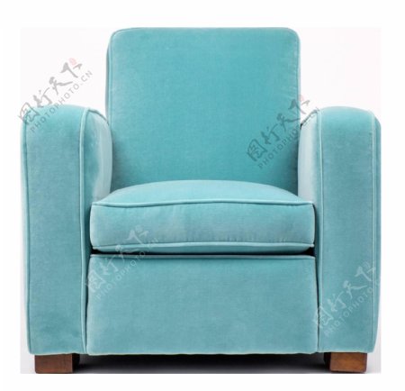 怀旧蓝色单人沙发png元素素材