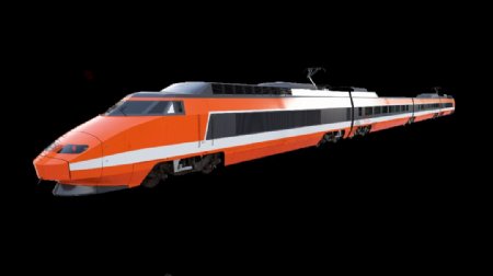 橙色高速火车免抠png透明图层素材