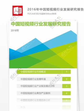 2016年中国短视频行业发展研究报告
