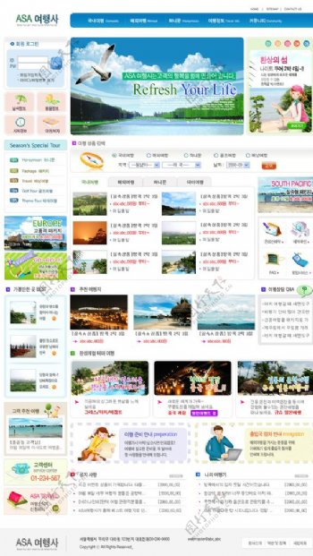 韩国度假风格网页设计模板