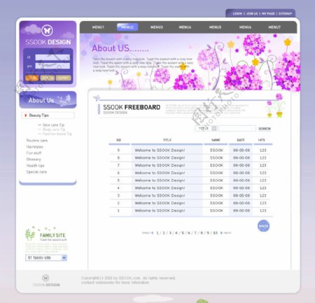 紫色英文网站子页UI模板