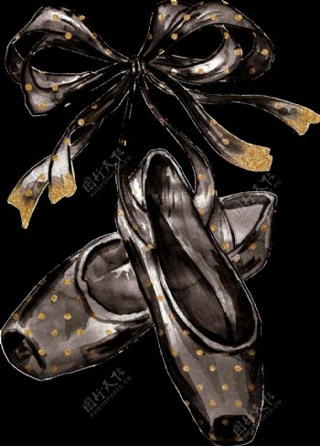 黑色蝴蝶结女士鞋子透明素材