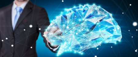蓝色3D渲染科技大脑