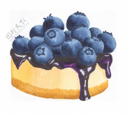 蓝莓蛋糕卡通透明装饰素材