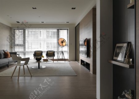 现代清新客厅浅白色地板室内装修效果图