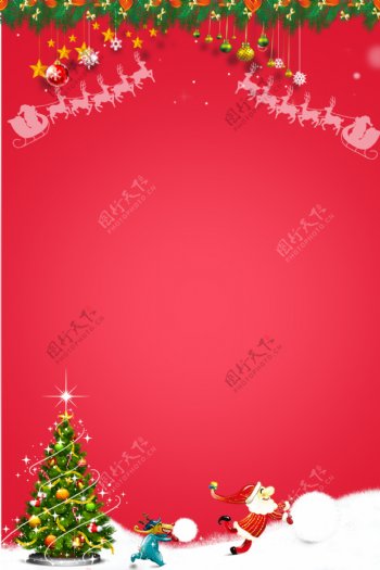 红色简约圣诞节背景
