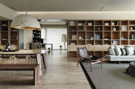 现代格调客厅木制地板室内装修效果图