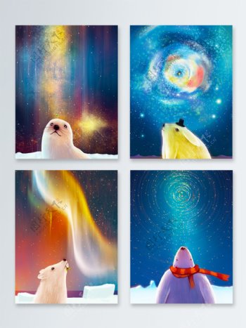 北极熊创意星空广告背景