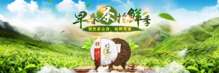 绿色茶地清新早春茶抢鲜季淘宝茶叶电商海报