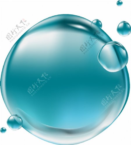 蓝色纯净水水珠png元素