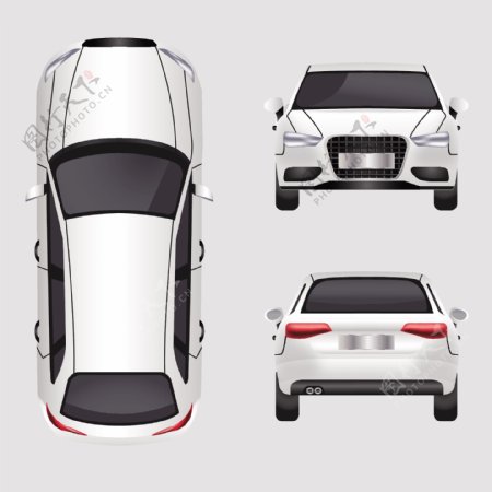 白色卡通小汽车元素设计