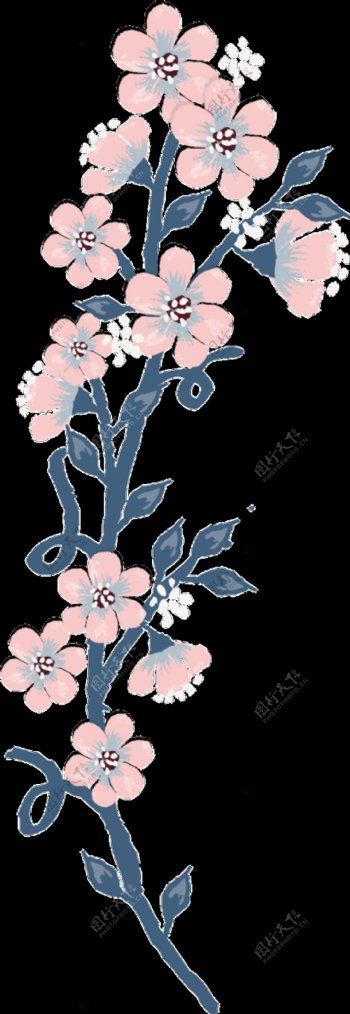 手绘粉色花卉透明装饰素材