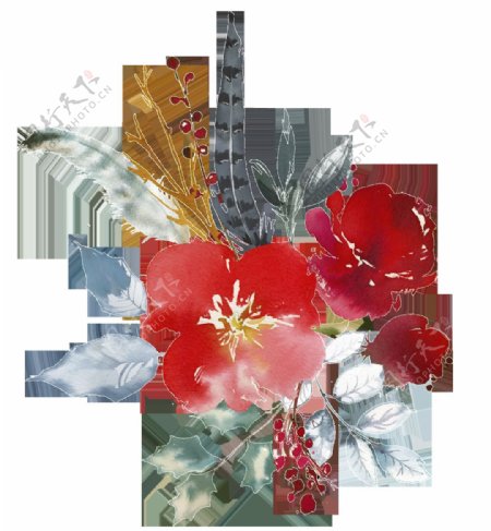 手绘渲染花卉PNG透明素材