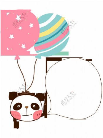 卡通熊猫气球png元素