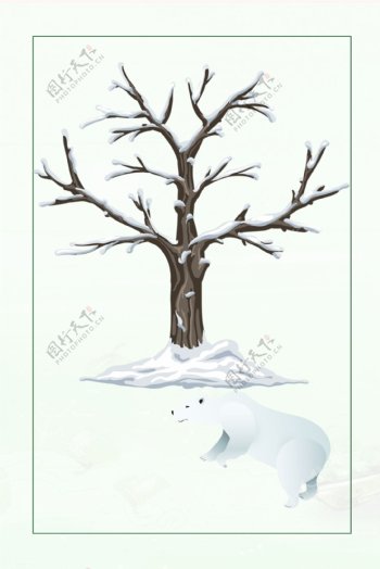 简约冬季树枝海报背景设计