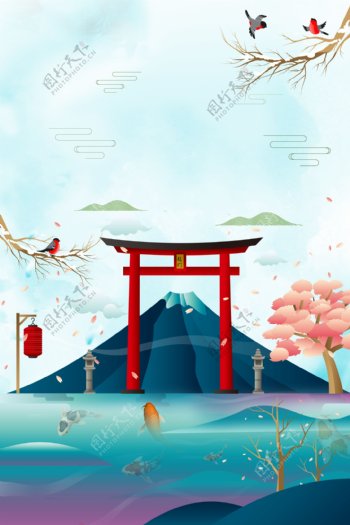 日本旅游海报背景设计