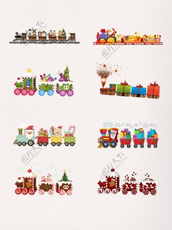 8款可爱卡通圣诞火车