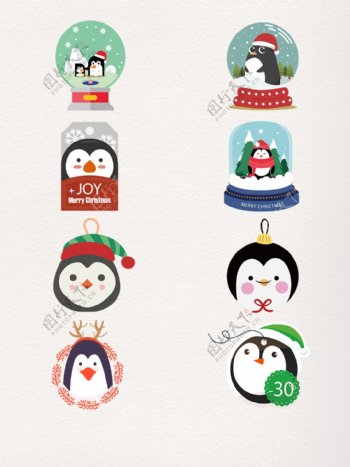 圣诞节企鹅装饰元素