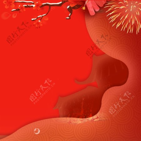 大红色喜庆中国风春节主图背景