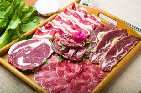 韩式火锅烤肉牛肉拼盘