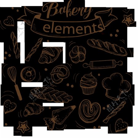 面包蛋糕房装饰图标元素