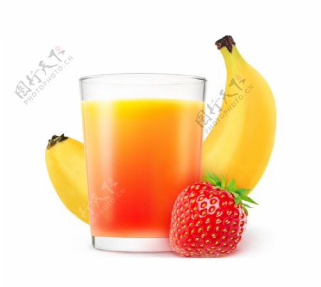 草莓香蕉果汁PNG元素