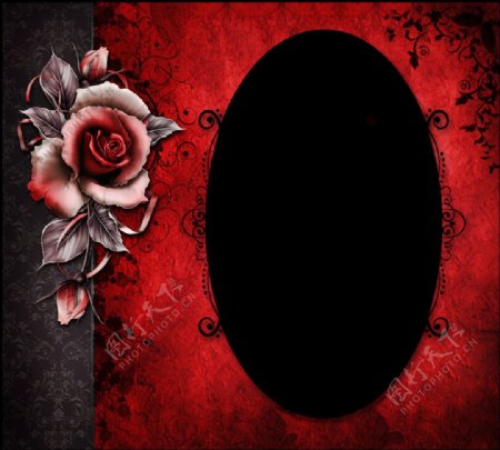 红黑色玫瑰镜子装饰