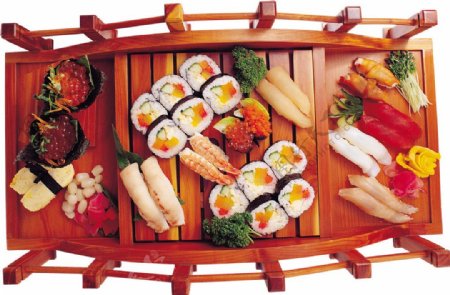 鲜美寿司船料理美食产品实物