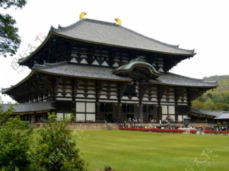 简约城市寺庙实景日本旅游装饰元素