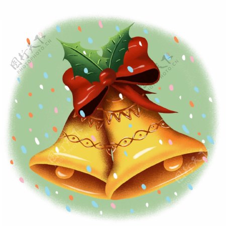 圣诞铃铛手绘节日插画可商用元素