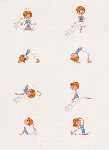可爱8组做瑜伽运动的小男孩设计