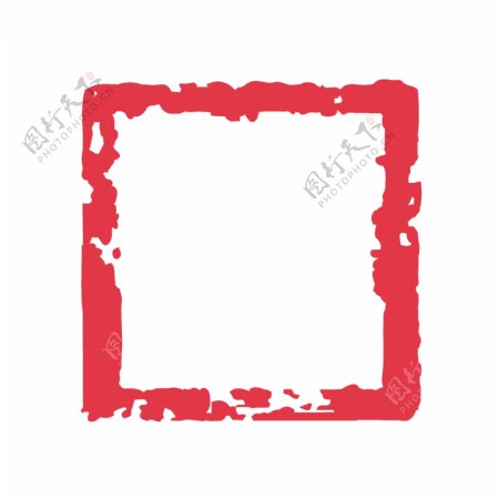 中国风红色水墨印章边框元素图案装饰图案
