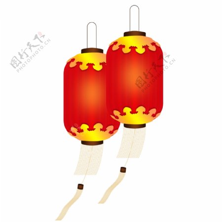红色喜庆中国风新春传统灯笼可商用装饰图案