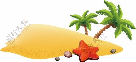 椰子树沙滩海王星png元素