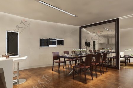 现代风格餐厅空间效果图模型