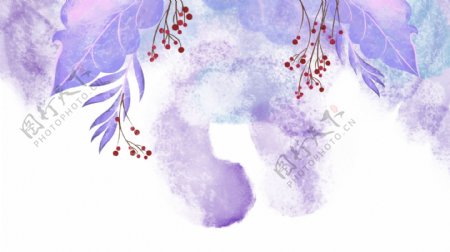手绘紫色浪漫花朵系列背景