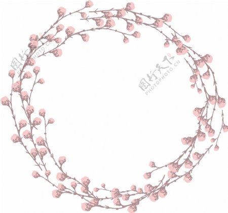粉色装饰花环png元素